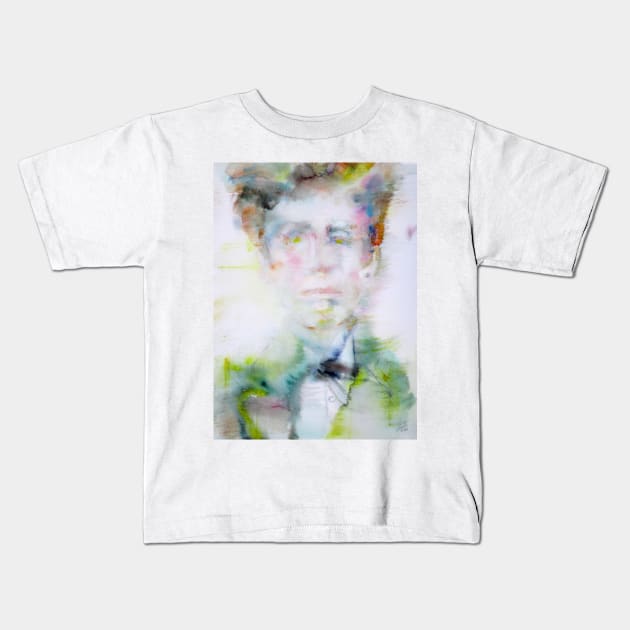 ARTHUR RIMBAUD watercolor portrait .2 Kids T-Shirt by lautir